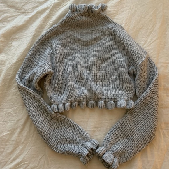 Cropped knit mock-neck sweater - Picture 1 of 3